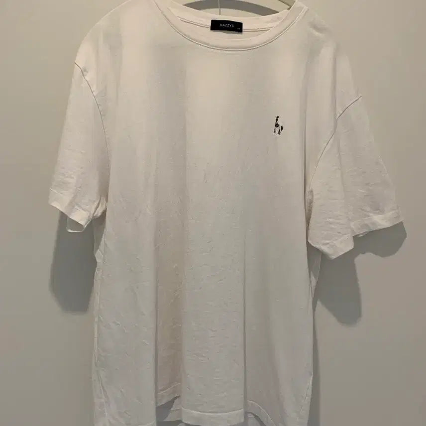 [BUNJANG] Hazzys Men's T-Shirt White Cotton Puppy Embroidery Size 120 / 남성 헤지스 티셔츠 (성인120)