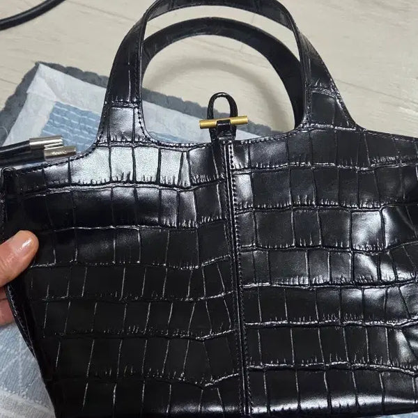 [BUNJANG] Atelier de Lumen Black Leather Tote Bag / 아뜰리에 드 루멘 토트백
