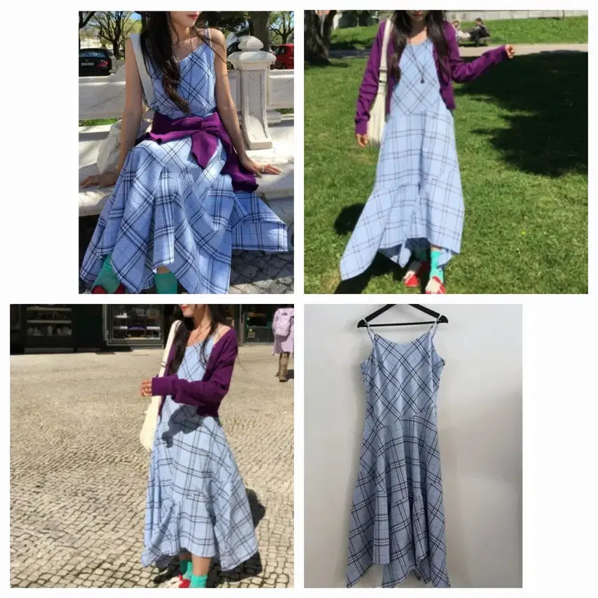 [BUNJANG] Check Pattern Bustier Long Dress / (새제품)체크 패턴 뷔스티에 롱 원피스