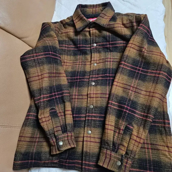 [BUNJANG] Supreme 23FW Lined Flannel Snap Shirt Jacket Brown Check Pattern / 슈프림 라인드 플란넬 스냅 셔츠 자켓 23FW