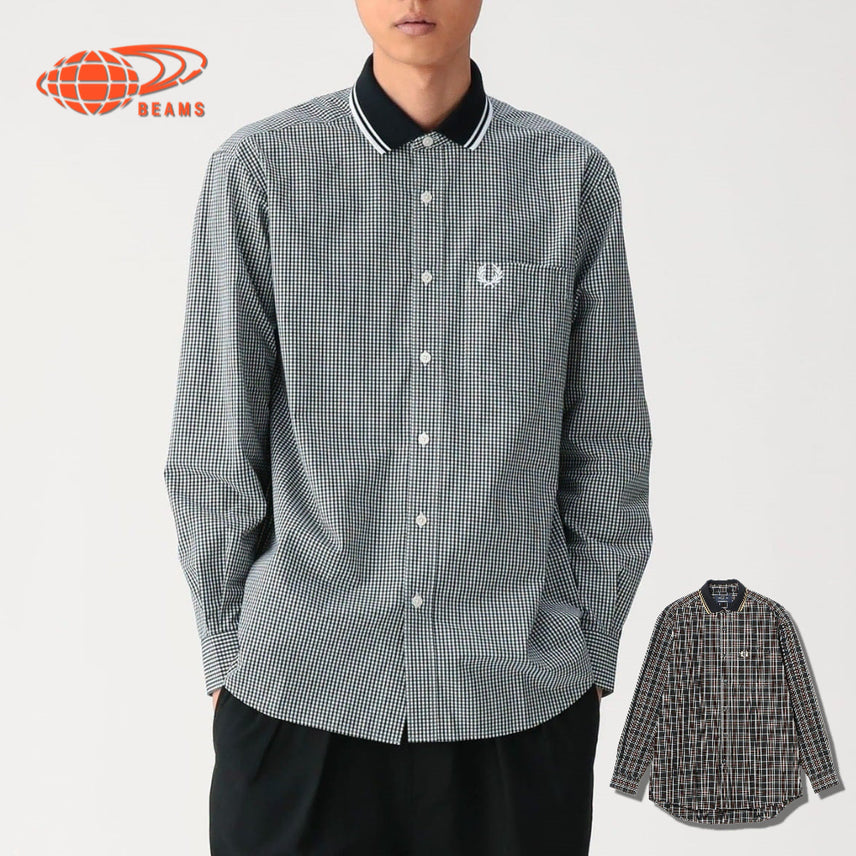 [BUNJANG] BEAMS x Fred Perry Rib Collar Check Shirt / 빔즈 별주 프레드페리 리브 카라 셔츠