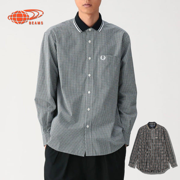 [BUNJANG] BEAMS x Fred Perry Rib Collar Check Shirt / 빔즈 별주 프레드페리 리브 카라 셔츠
