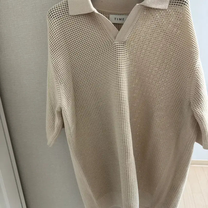 [BUNJANG] Time Homme Crochet Short Sleeve Knit / 한섬 타임옴므 크로쉐 반팔 니트
