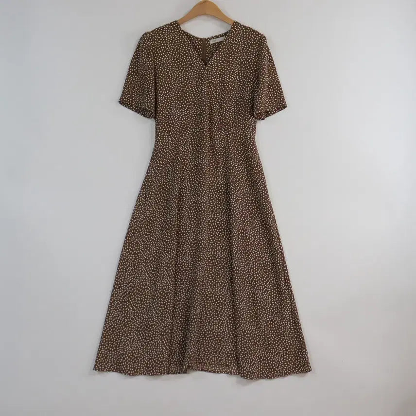 [BUNJANG] Trend Collection Brown Patterned Long Flare Dress / Trend Collection 브라운 패턴 롱원피스 프리 플레어 원피스