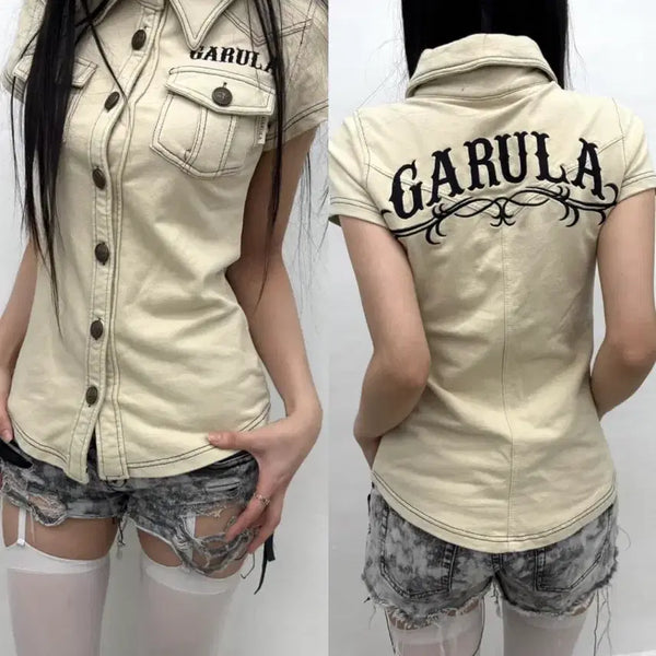 [BUNJANG] Garula Sand Beige Slim Fit PK Top / Garula sand beige slim pk top 일본빈티지