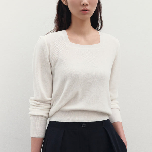 [BUNJANG] sie Joan Square Neck Knit Ivory / 시에 sie 조안 스퀘어넥 니트 아이보리