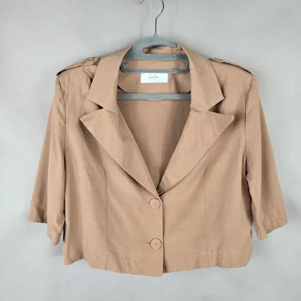 [BUNJANG] Twin F Women's Cropped Short Sleeve Summer Jacket / [무료배송]트윈 F 여성 얇고 찰랑거리는 크롭 반팔 여름 자켓