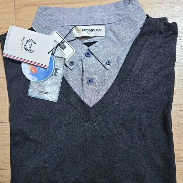 [BUNJANG] Donie Layered V-Neck Knit Shirt Black XL / 도네이 셔츠 레이어드 브이넥 니트 블랙 XL