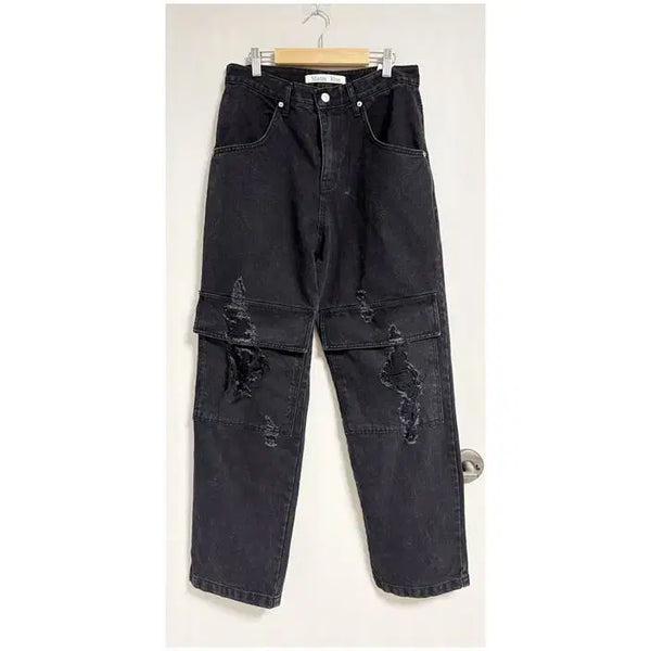 [BUNJANG] Matinkim Damage Wide Fit Black Jeans / 23년 마뗑킴 데미지 와이드핏 블랙진