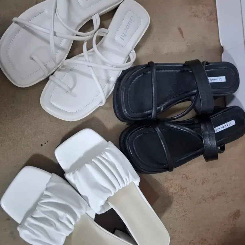 [BUNJANG] Womens Sandals Set - White/Black - Size 245 / 신발 샌들 (화이트/블랙) 245 사이즈 3개에 2만원