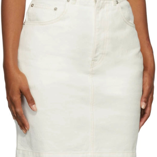 [BUNJANG] Maison Kitsuné White Denim Mini Skirt Size 34 / 메종키츠네 화이트 데님 미니스커트 34사이즈