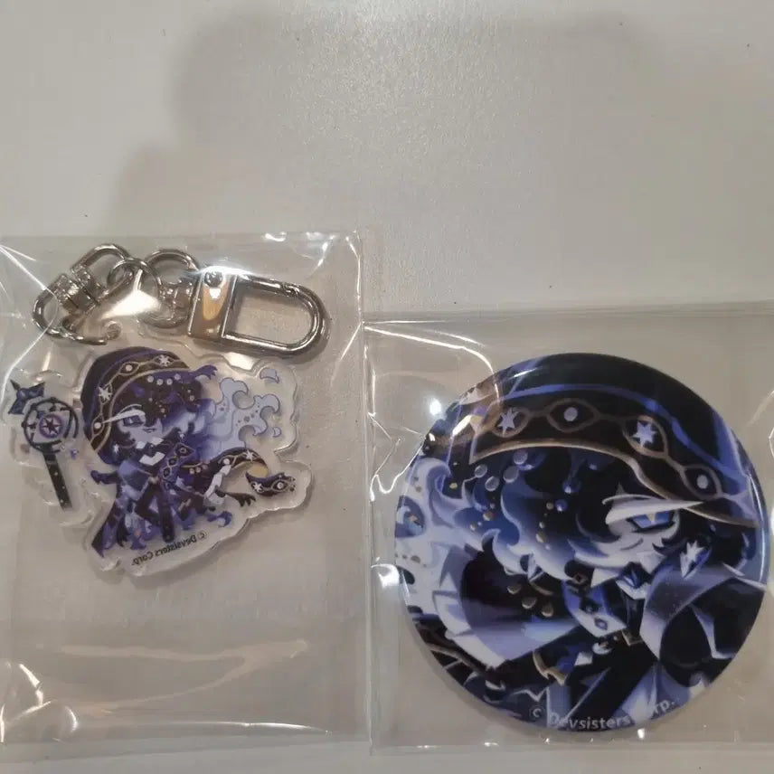 [BUNJANG] Cookie Run Black Sapphire Cookie Pin Button Keyring Set / 쿠키런 블랙 사파이어 쿠키 핀버튼 키링세트