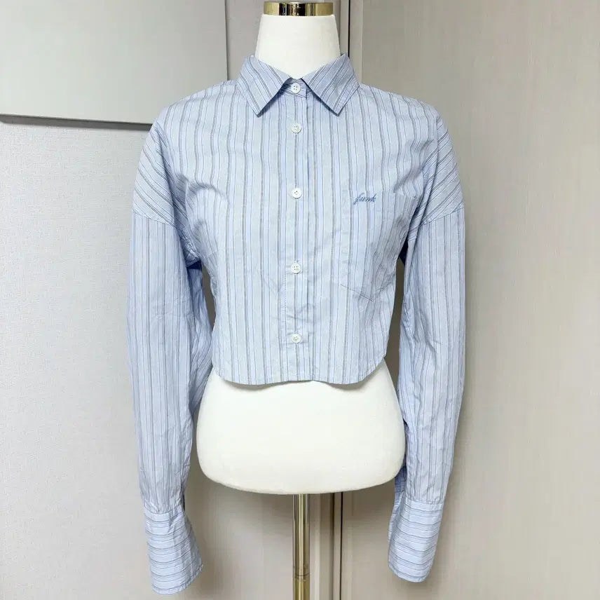 [BUNJANG] Instance Funk Cropped Stripe Shirt / 인스턴트펑크 크롭 셔츠