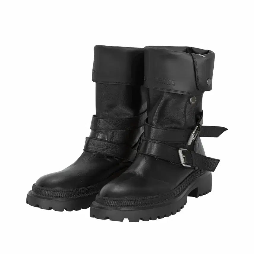 [BUNJANG] Bohemian Seoul SNAP OPEN MIDDLE BOOTS, BLACK / 보헤미안서울 부츠 SNAP OPEN MIDDLE BOOTS, BLACK