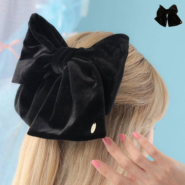 [BUNJANG] Carolina Glaser Velour Ribbon Barrette - Black / 캐롤리나 글레이서 벨루어 리본 바레타