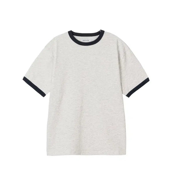[BUNJANG] Steadyeverywear Ringer Short Sleeve T-Shirt (White Melange/Navy) / 스테디레브리웨어 링거 반팔 티셔츠 (화이트 멜란지/네이비)