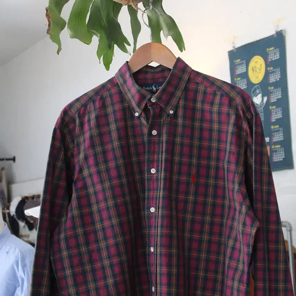 [BUNJANG] Polo Ralph Lauren Check Shirt Men's L / (착용컷) 폴로 랄프로렌 체크 셔츠 (남성용 105-110)