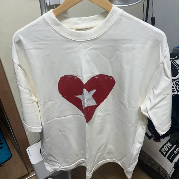 [BUNJANG] NOUN Short Sleeve T-Shirt White Heart / 노운 반팔티
