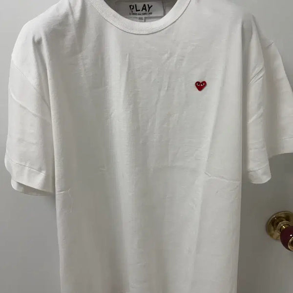 [BUNJANG] Comme des Garçons Play Small Heart Logo T-Shirt XXL White / 꼼데가르송 스몰하트 로고 반팔티 XXL S 새상품