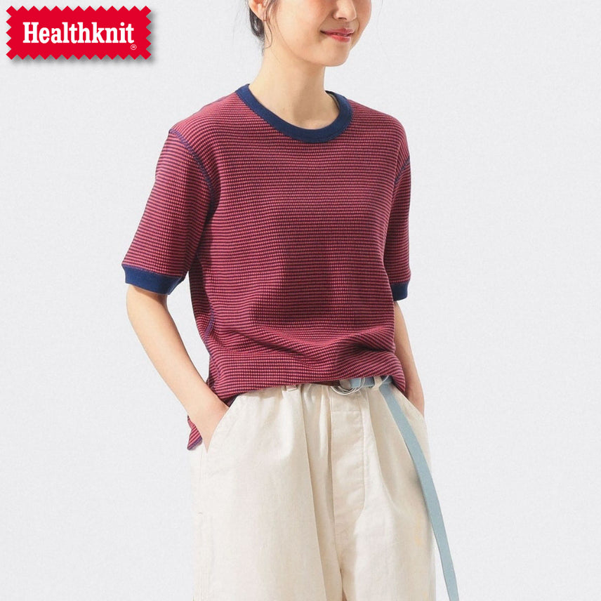 [BUNJANG] Beams Boy Healthknit Waffle Border Half Sleeve T-Shirt / 빔즈 보이 별주 헬스니트 와플 보더 반팔 티셔츠 7컬러