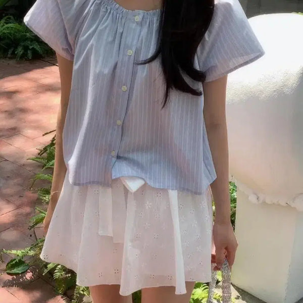 [BUNJANG] Peter And Wendy Log Stripe Blouse / 피터앤웬디 로그 스트라이프 블라우스