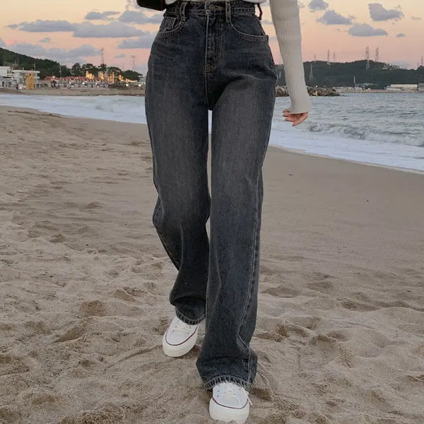 [BUNJANG] Hinique Kanto Wide Long Pants Black S / 히니크 칸토 와이드 롱 팬츠 흑청 S