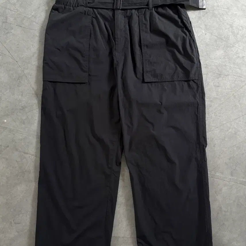 [BUNJANG] Juun.J Black Nylon Belted Wide Pants / Juun.J 준지 블랙 나일론 벨티드 팬츠