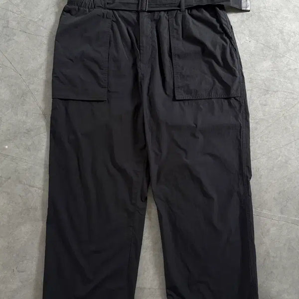 [BUNJANG] Juun.J Black Nylon Belted Wide Pants / Juun.J 준지 블랙 나일론 벨티드 팬츠