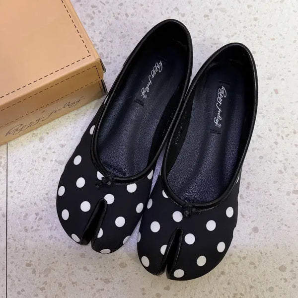 [BUNJANG] Dot Tabi Flat Shoes - Black (225) / 도트 타비 플랫 슈즈 블랙 225