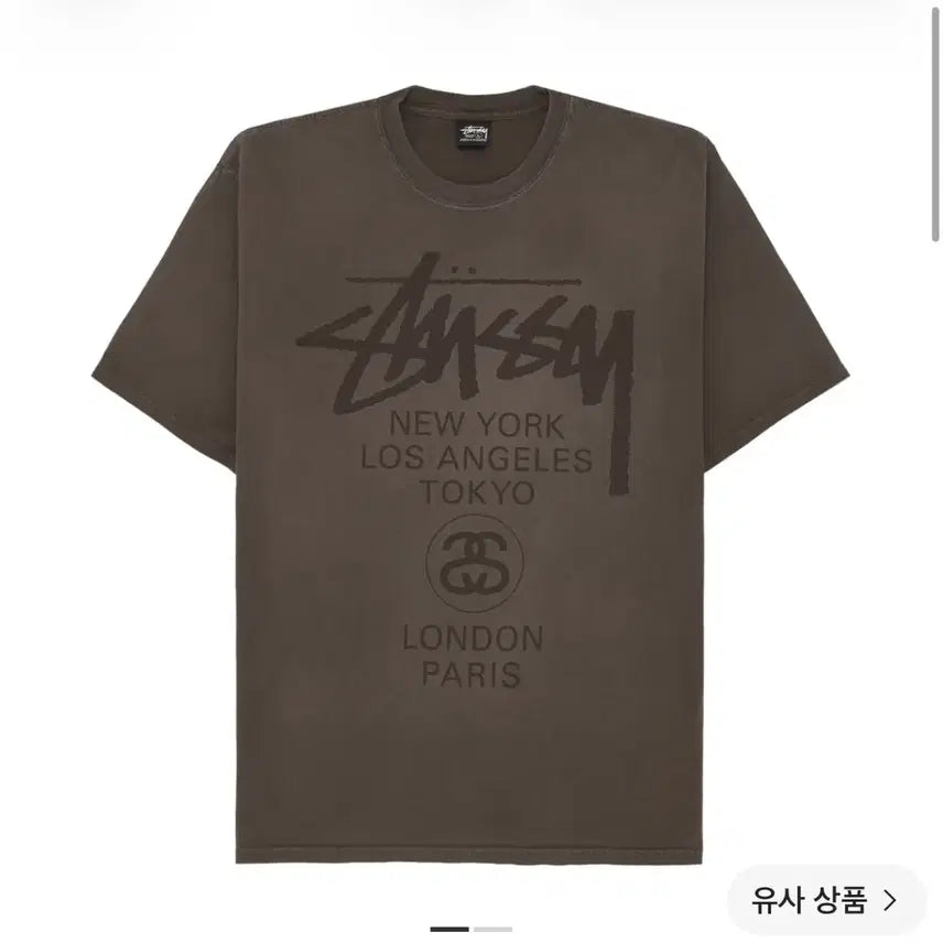 [BUNJANG] Stussy World Tour T-Shirt Sun Faded Brown / 스투시 월드 투어 티셔츠 썬 페이디드 브라운