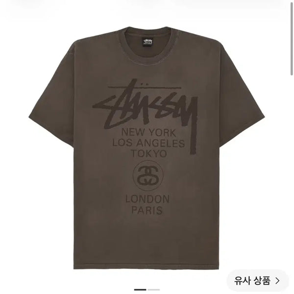 [BUNJANG] Stussy World Tour T-Shirt Sun Faded Brown / 스투시 월드 투어 티셔츠 썬 페이디드 브라운