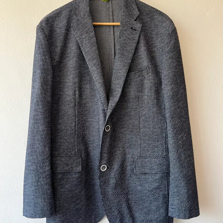 [BUNJANG] Club Cambridge Men's Navy Check Single Jacket / 클럽캠브리지 남성 네이비 체크자켓 싱글자켓 110
