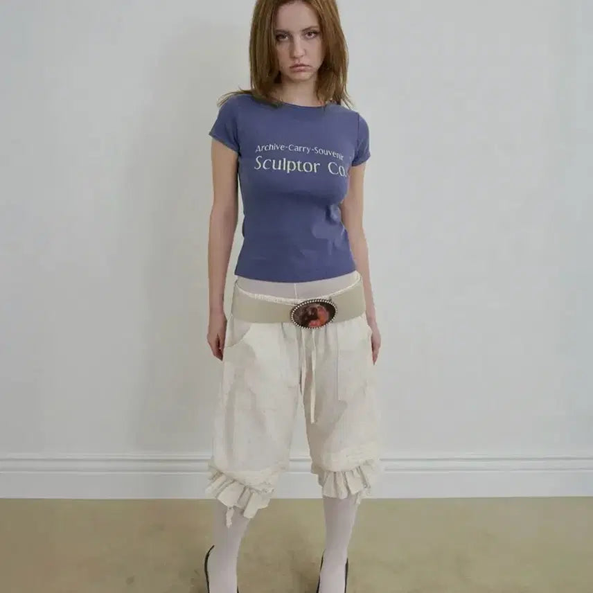 [BUNJANG] Sculptor Archive Pigment Baby Tee Dusty Blue / 스컬프터 아카이브 피그먼트 베이비 티 더스티 블루 L