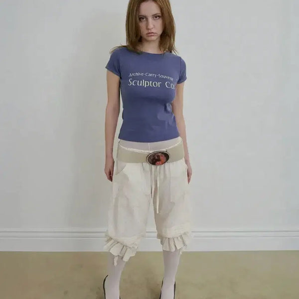 [BUNJANG] Sculptor Archive Pigment Baby Tee Dusty Blue / 스컬프터 아카이브 피그먼트 베이비 티 더스티 블루 L