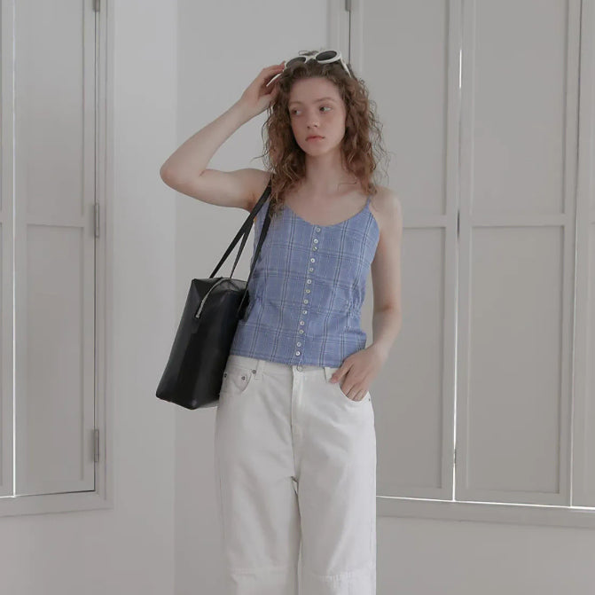 [BUNJANG] Headment 24SS Women's Vintage Button Blouse Blue OS / 헤더먼트 24SS 여성 빈티지 버튼 블라우스 블루 OS