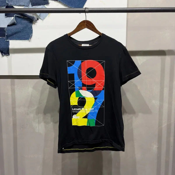 [BUNJANG] Lacoste Sport Casual Big Printing Short Sleeve T-Shirt Black / (100) 라코스테 스포츠 캐주얼 빅프린팅 블랙 반팔 티