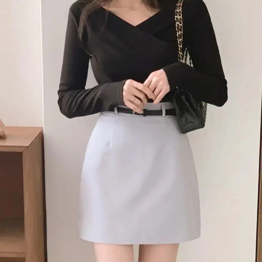 [BUNJANG] From The Naive Wrap Long Sleeve T-Shirt / 프롬데이원 여리핏 랩티