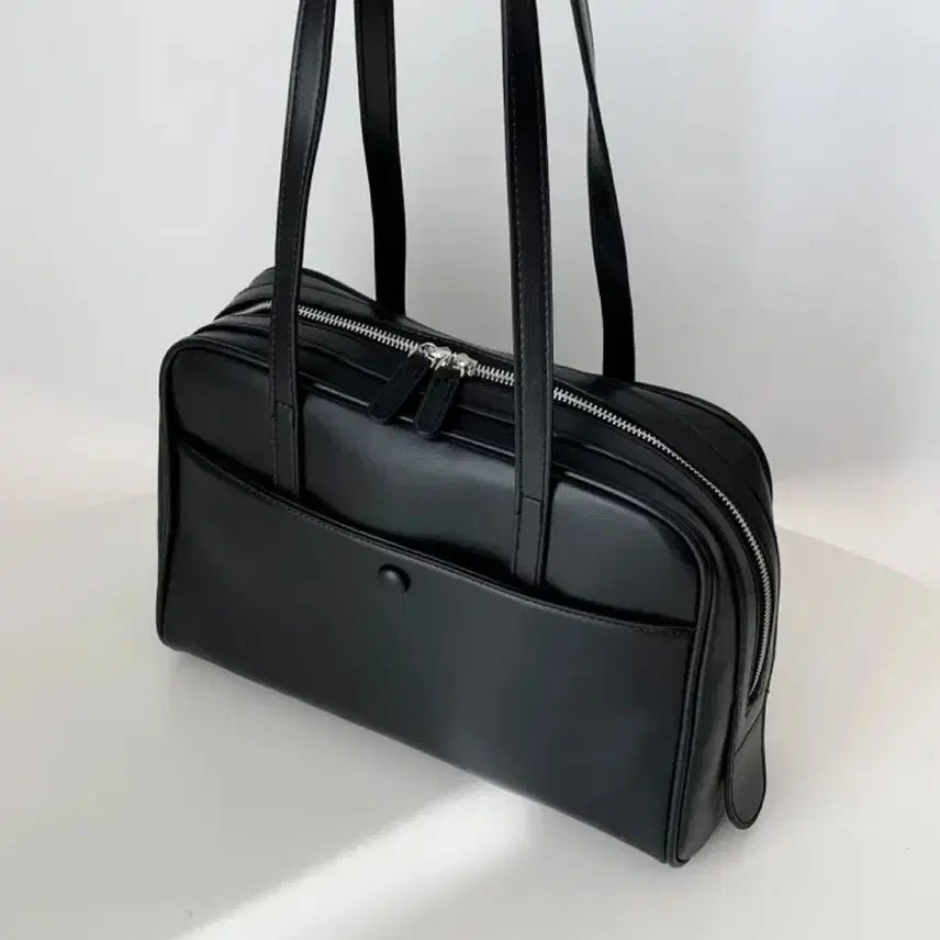 [BUNJANG] Ablly Black Leather Shoulder Bag / 에이블리 블랙 가죽 숄더백 보부상 모던무드