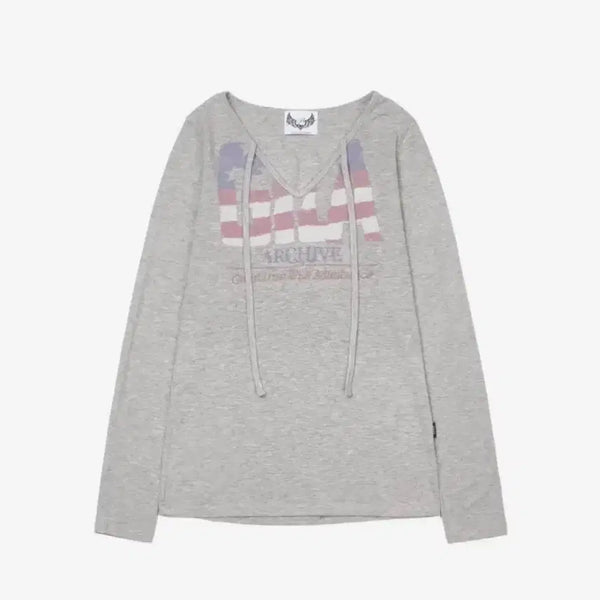 [BUNJANG] Gildan Archive USA Logo V-Neck Long Sleeve / 길라아카이브 USA 로고 브이넥 롱슬리브