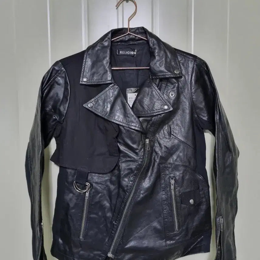 [BUNJANG] RELIGION Leather Mixed Jacket Black / RELIGION 레더 믹스드 자켓 블랙
