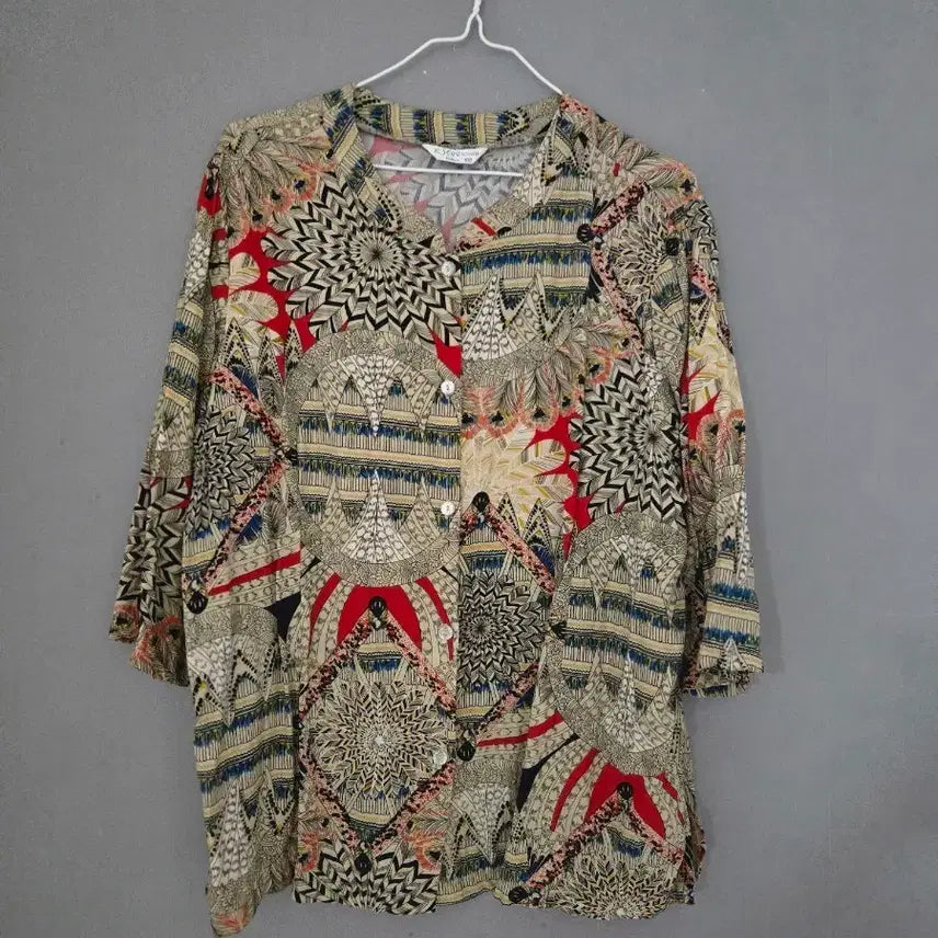 [BUNJANG] 100% Rayon Pattern Blouse & Pants Set / 국산인견 100프로 패턴 블라우스 & 팬츠 세트  110--115