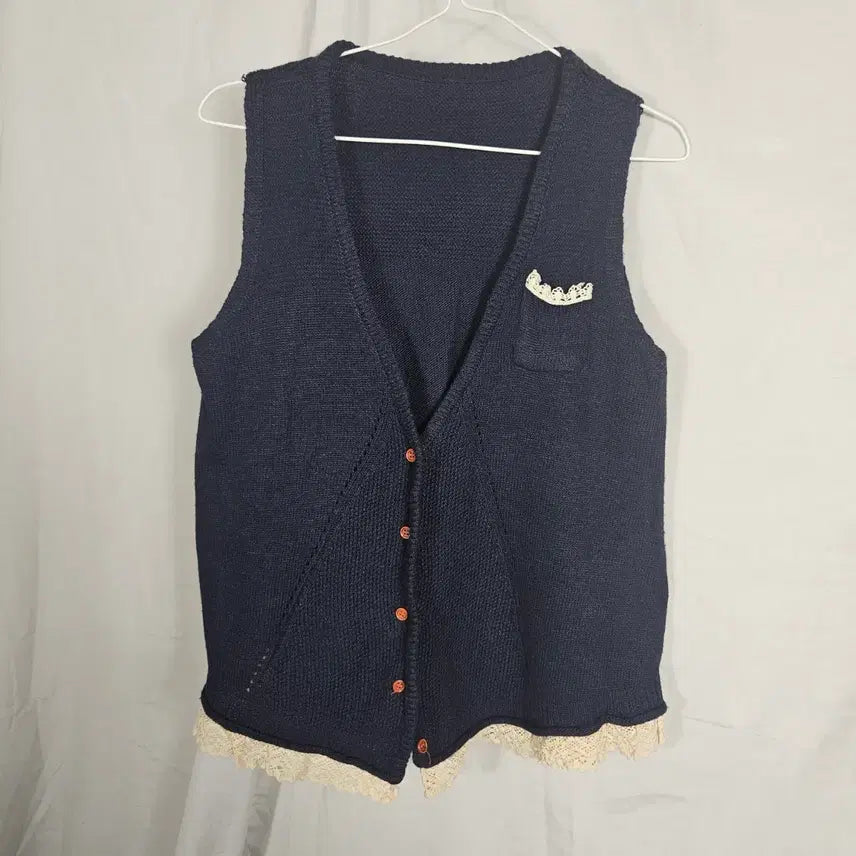 [BUNJANG] Lace Knit Vest / 레이스 니트조끼