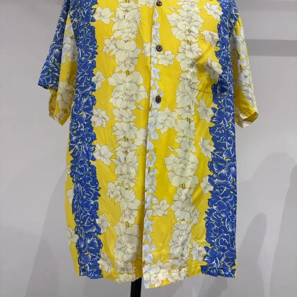 [BUNJANG] Spice Island Hawaiian Yellow Flower Pattern Shirt / 스파이스아일랜드 화와이안 엘로우 플라워 패턴 셔츠