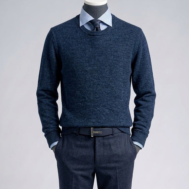 [BUNJANG] ZIOZIA And Z Melange Navy Tweed Knit Sweater / 지오지아 And Z/앤드지 멜란지 네이비 트위드 니트 스웨터/100
