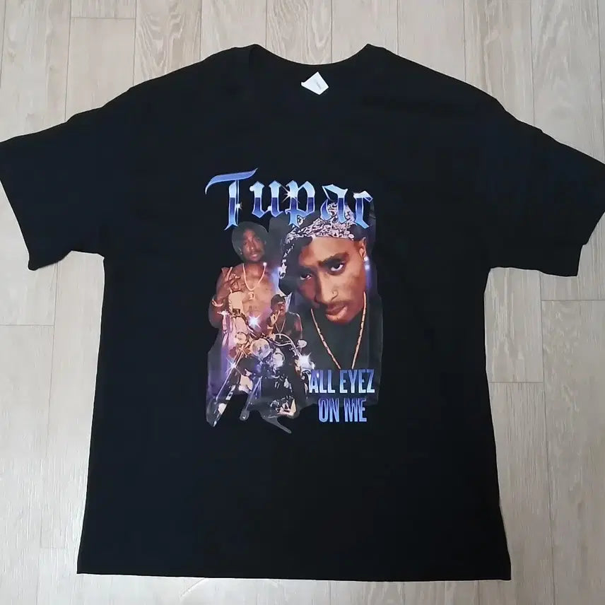[BUNJANG] 2Pac Graphic Print Cotton T-Shirt Black L / (새제품) 투팍 힙합 반팔 면티 블랙 L 전사프린팅