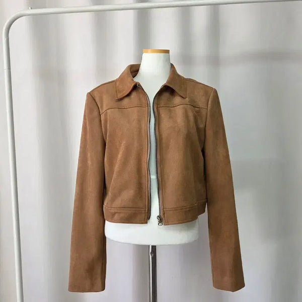 [BUNJANG] Unique Daily Casual Cropped Jacket with Back Slit / 부드러운 카멜 크롭 자켓 봄 가을 뒷트임 유니크 데일리 데이트 간절기