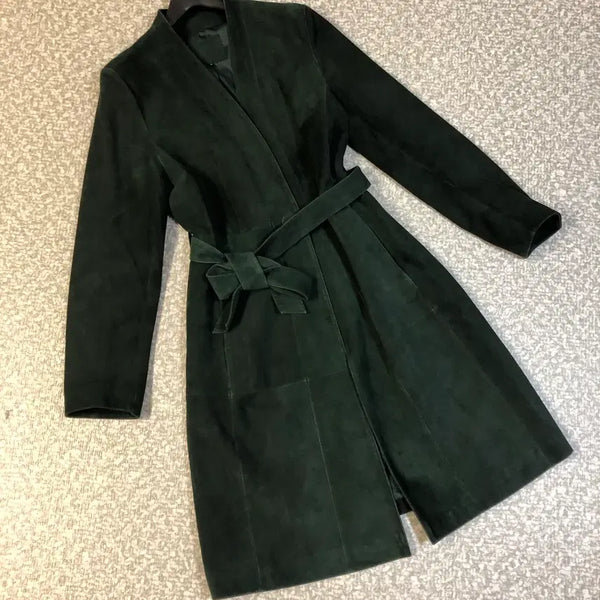 [BUNJANG] ROBO Italian Suede Real Goat Leather Jacket Coat / 로보 이태리 스웨이드 리얼 염소가죽 레더 자켓 코트 벨트 ROBO