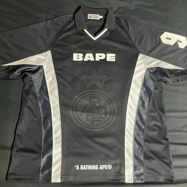[BUNJANG] BAPE Multi Logo Relaxed Fit Soccer Jersey Black XL / 베이프 사커 저지 판매 (XL)