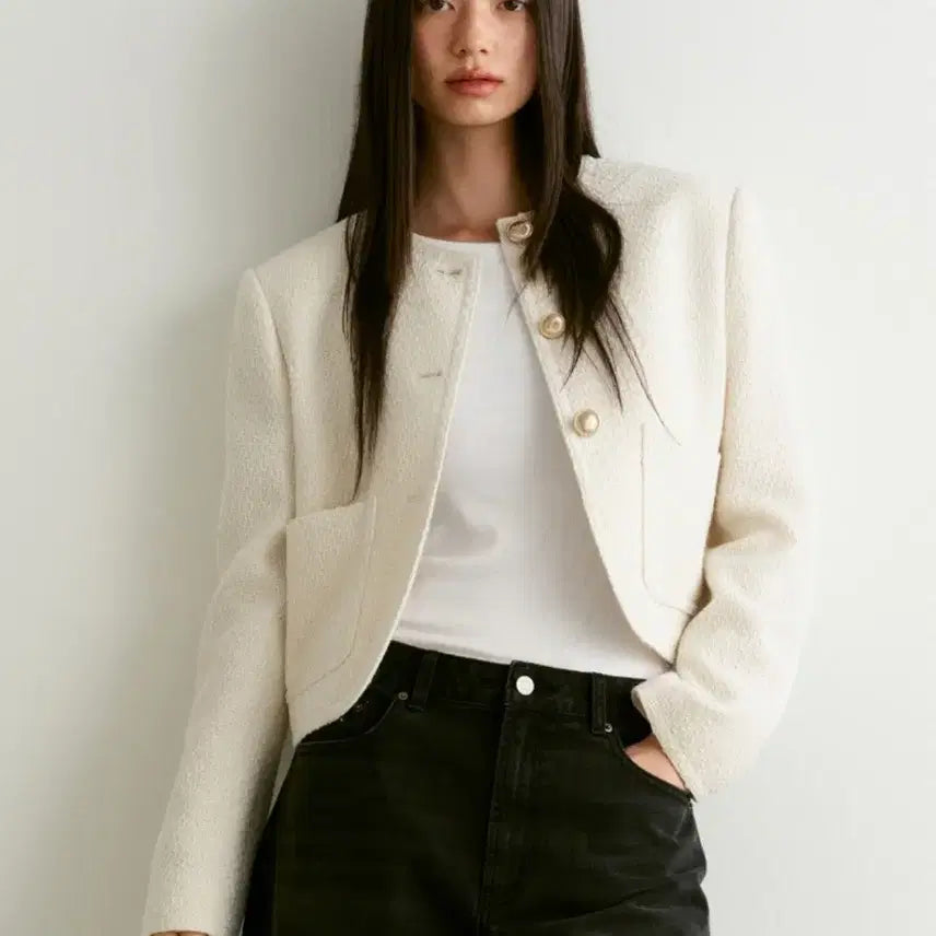 [BUNJANG] Musinsa Standard Tweed Jacket Cream XS / 무신사스탠다드 트위드자켓 xs