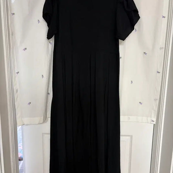 [BUNJANG] Women's Black Short Sleeve Long Dress / 여성 검정 반팔 원피스